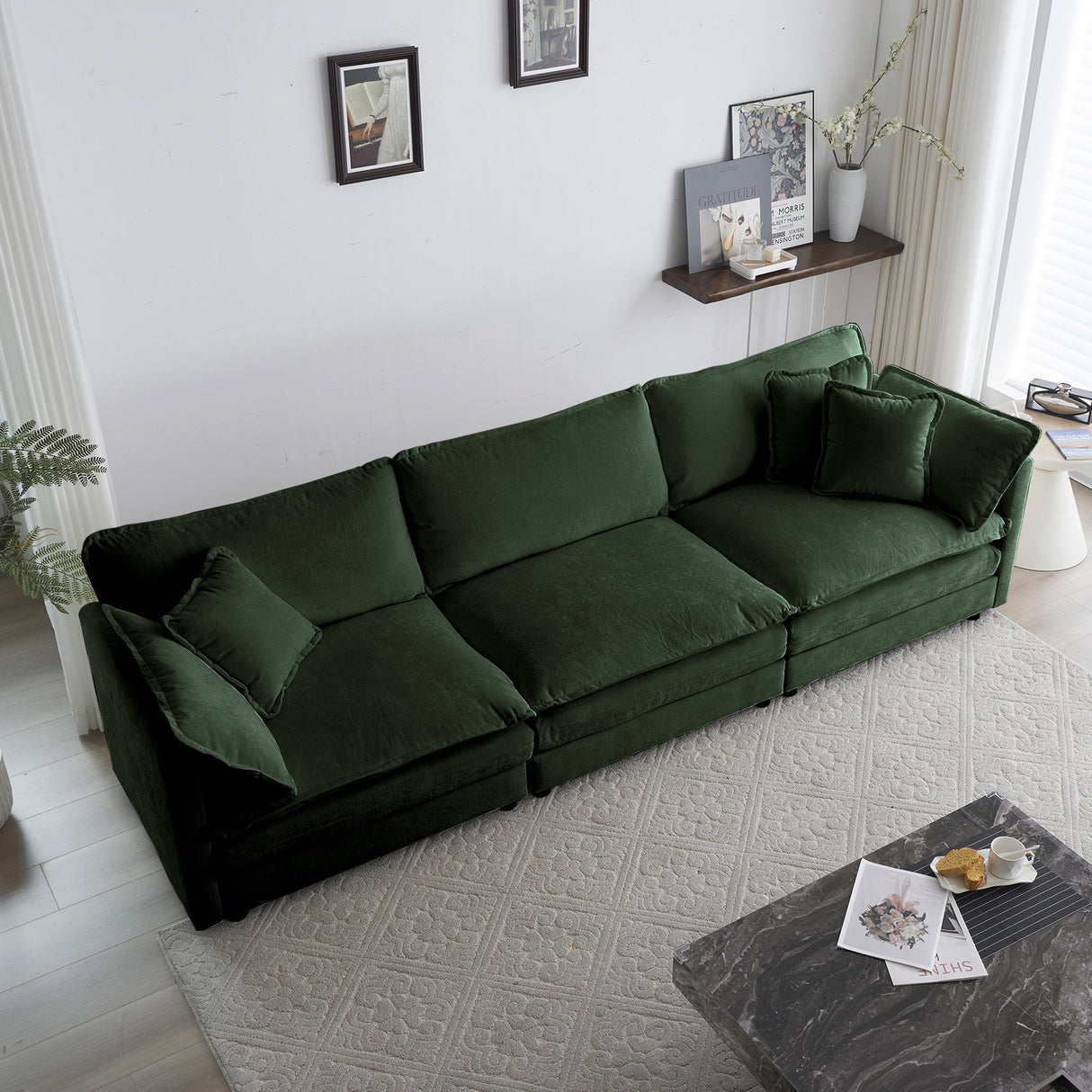 Chenille Modular Cloud Couch with L-Shaped Sectional and Ottoman-sofa-Parc Decor