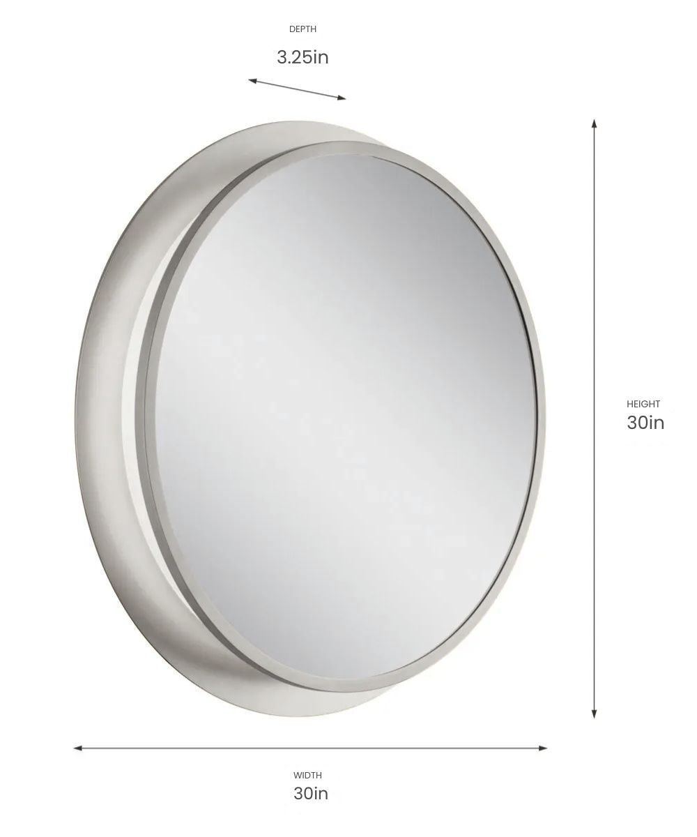 Chennai 30"W Premium Backlit LED Bathroom Vanity Wall Mirror, Satin Nickel Finish by Kichler