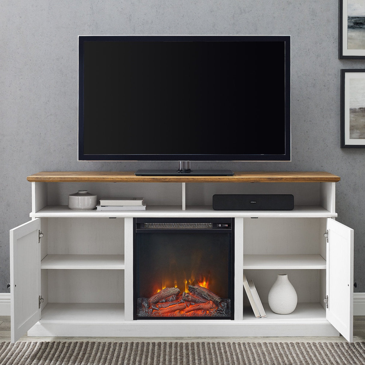 Cherrington Barn Door Fireplace TV Stand-Fireplace-Parc Decor