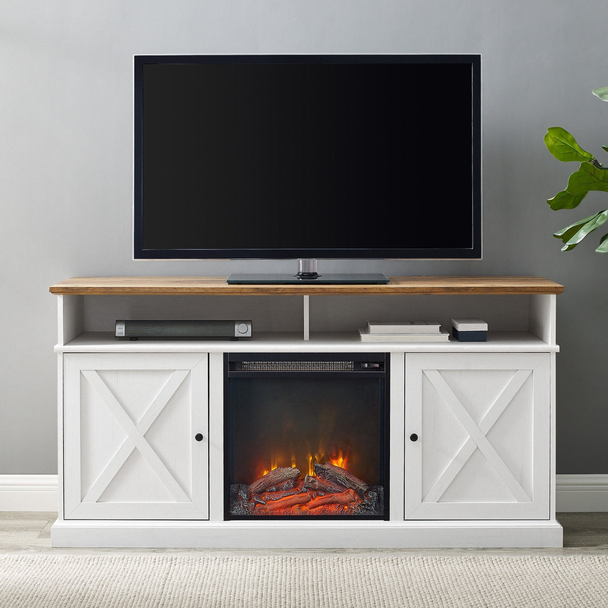 Cherrington Barn Door Fireplace TV Stand-Fireplace-Parc Decor