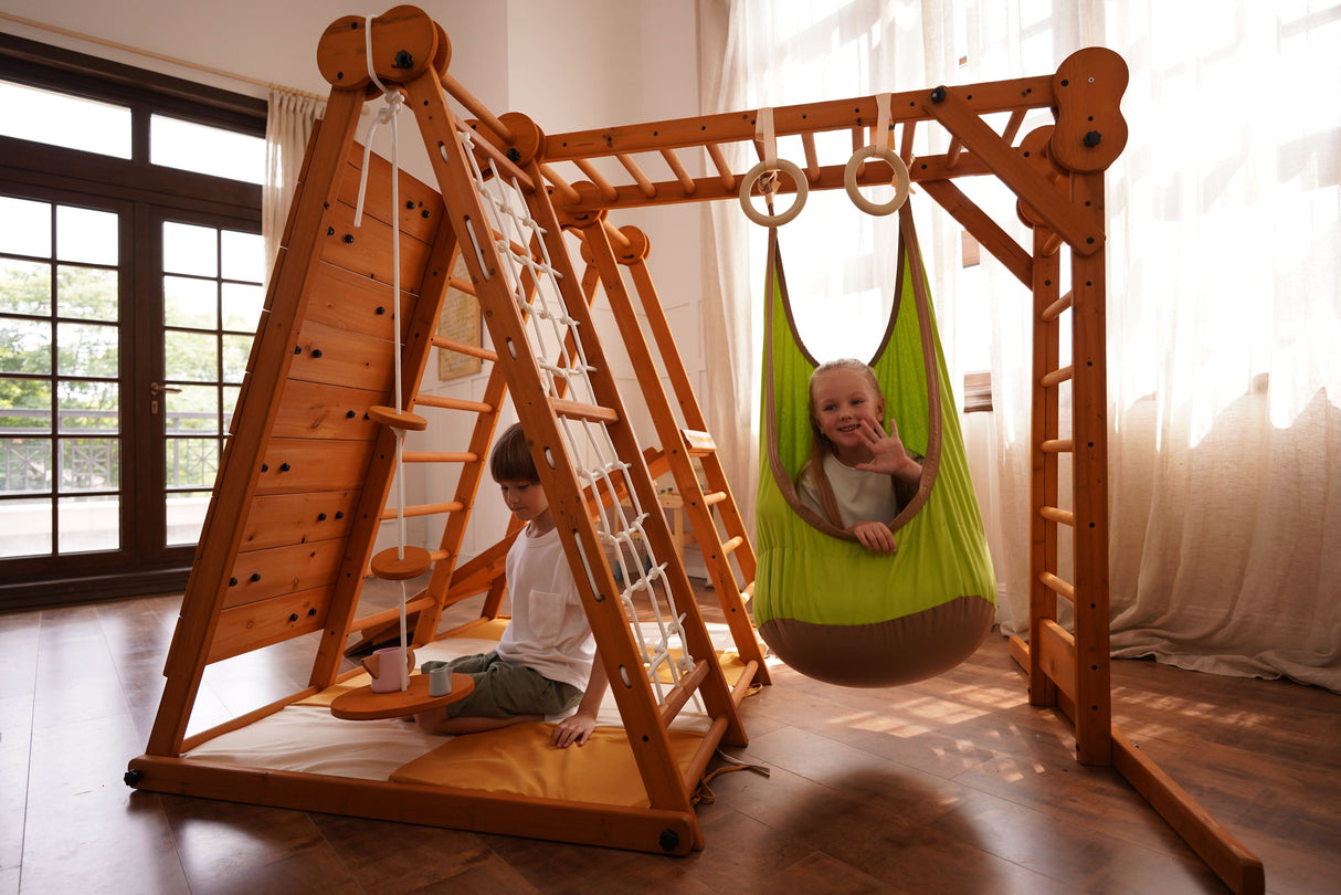 Chestnut 8-in-1 Jungle Gym for Toddlers – Indoor & Outdoor Wooden Playset-Outdoor-Parc Decor