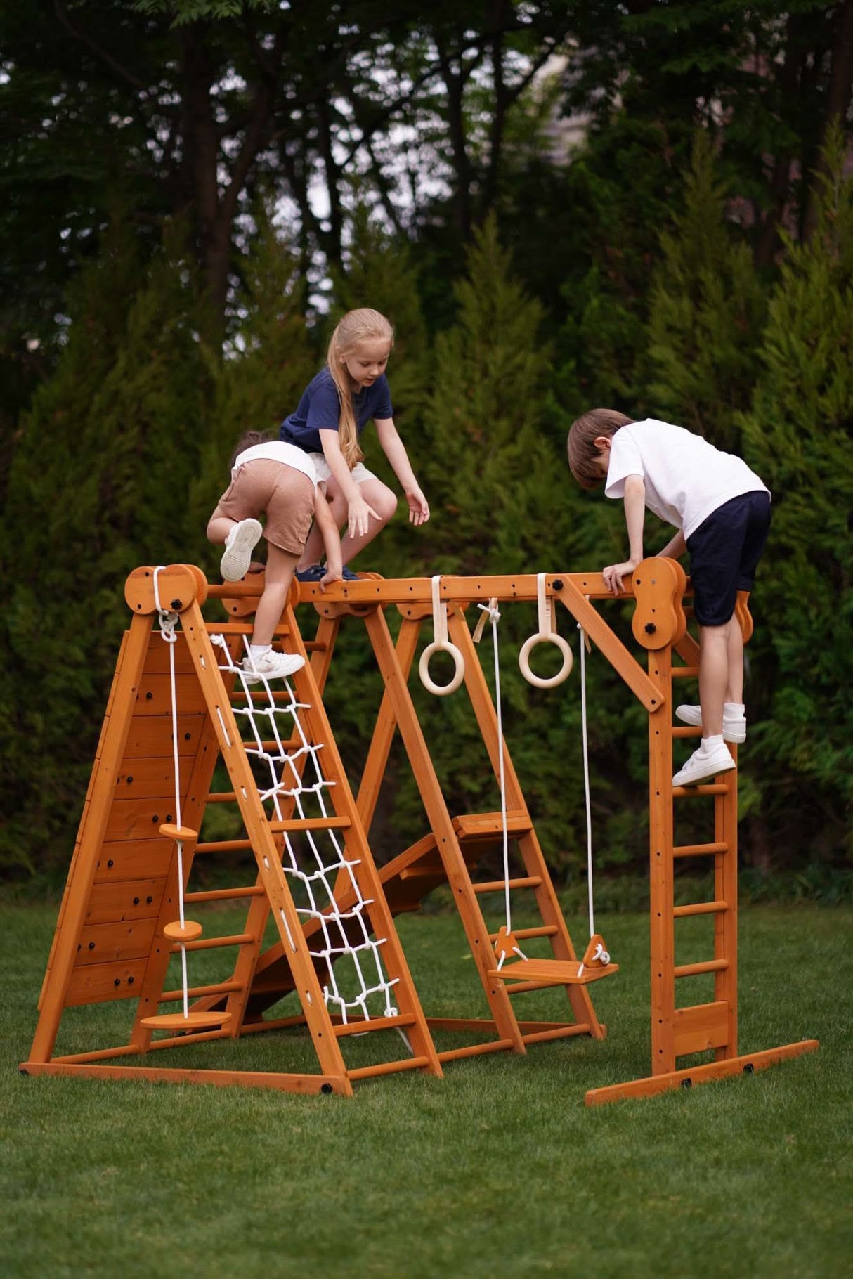 Chestnut 8-in-1 Jungle Gym for Toddlers – Indoor & Outdoor Wooden Playset-Outdoor-Parc Decor