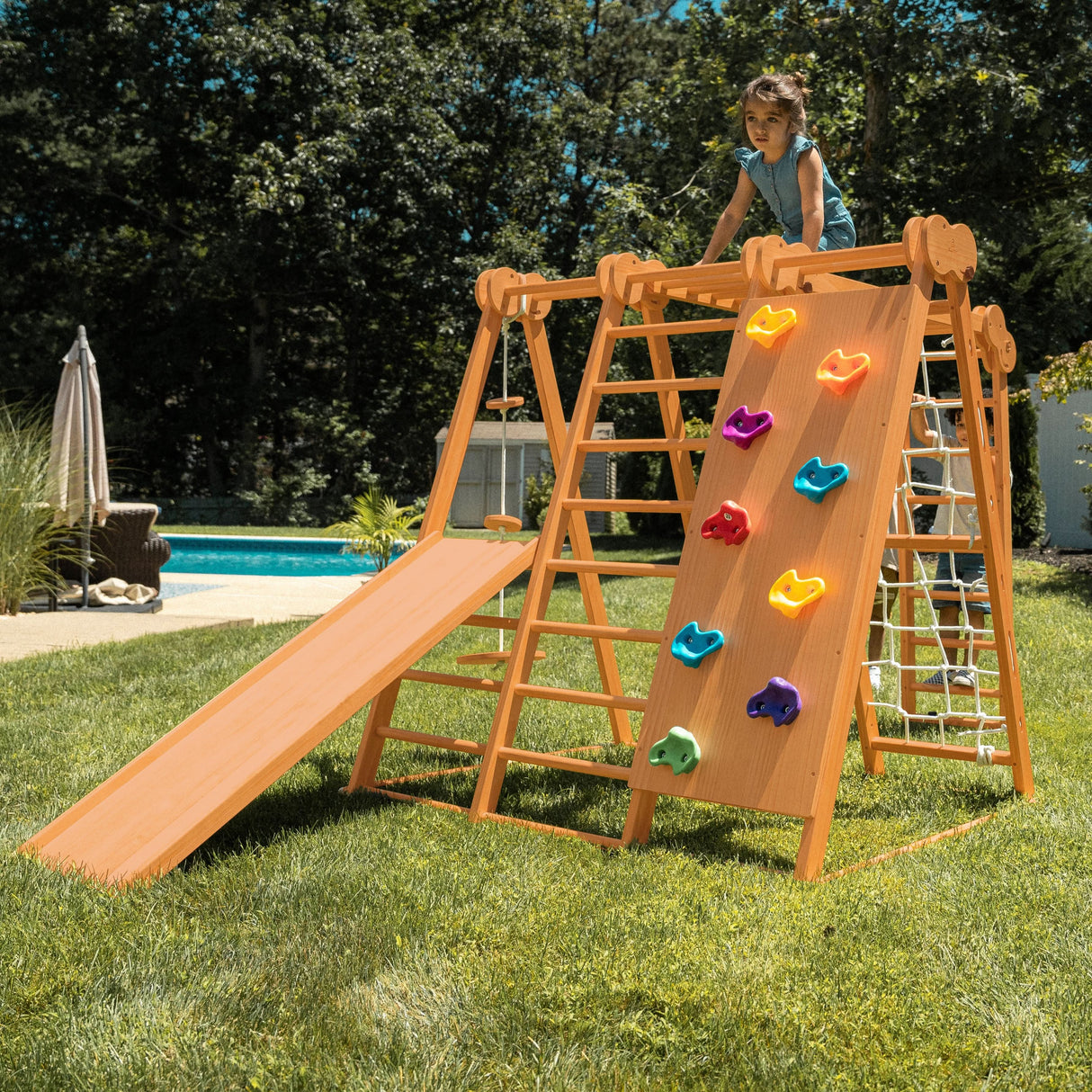 Chestnut 8-in-1 Jungle Gym for Toddlers – Indoor & Outdoor Wooden Playset-Outdoor-Parc Decor