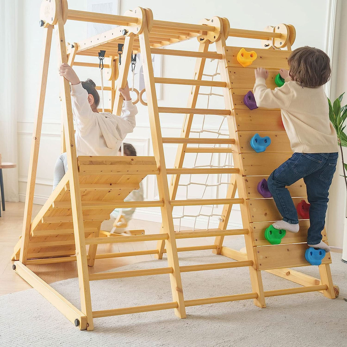 Chestnut 8-in-1 Jungle Gym for Toddlers – Indoor & Outdoor Wooden Playset-Outdoor-Parc Decor