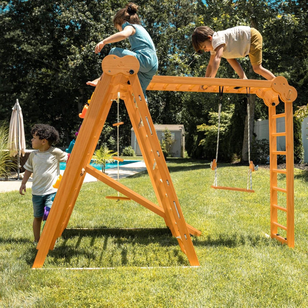 Chestnut 8-in-1 Jungle Gym for Toddlers – Indoor & Outdoor Wooden Playset-Outdoor-Parc Decor