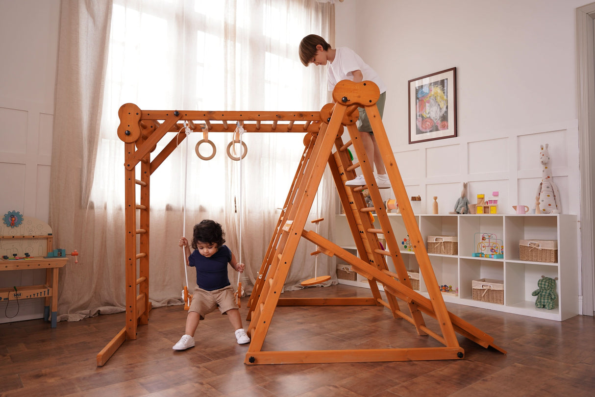 Chestnut 8-in-1 Jungle Gym for Toddlers – Indoor & Outdoor Wooden Playset-Outdoor-Parc Decor