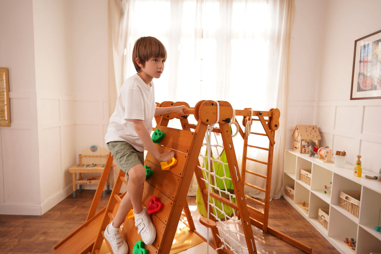 Chestnut 8-in-1 Jungle Gym for Toddlers – Indoor & Outdoor Wooden Playset-Outdoor-Parc Decor