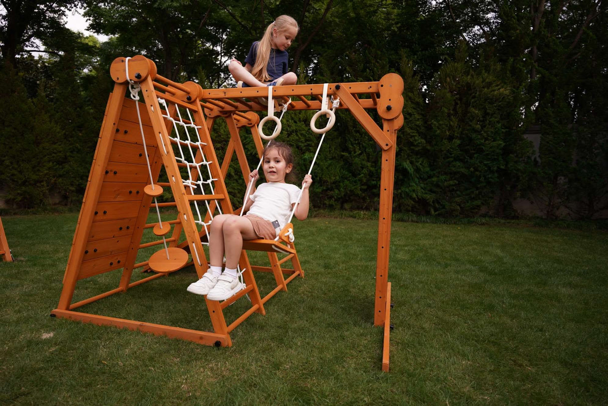 Chestnut 8-in-1 Jungle Gym for Toddlers – Indoor & Outdoor Wooden Playset-Outdoor-Parc Decor