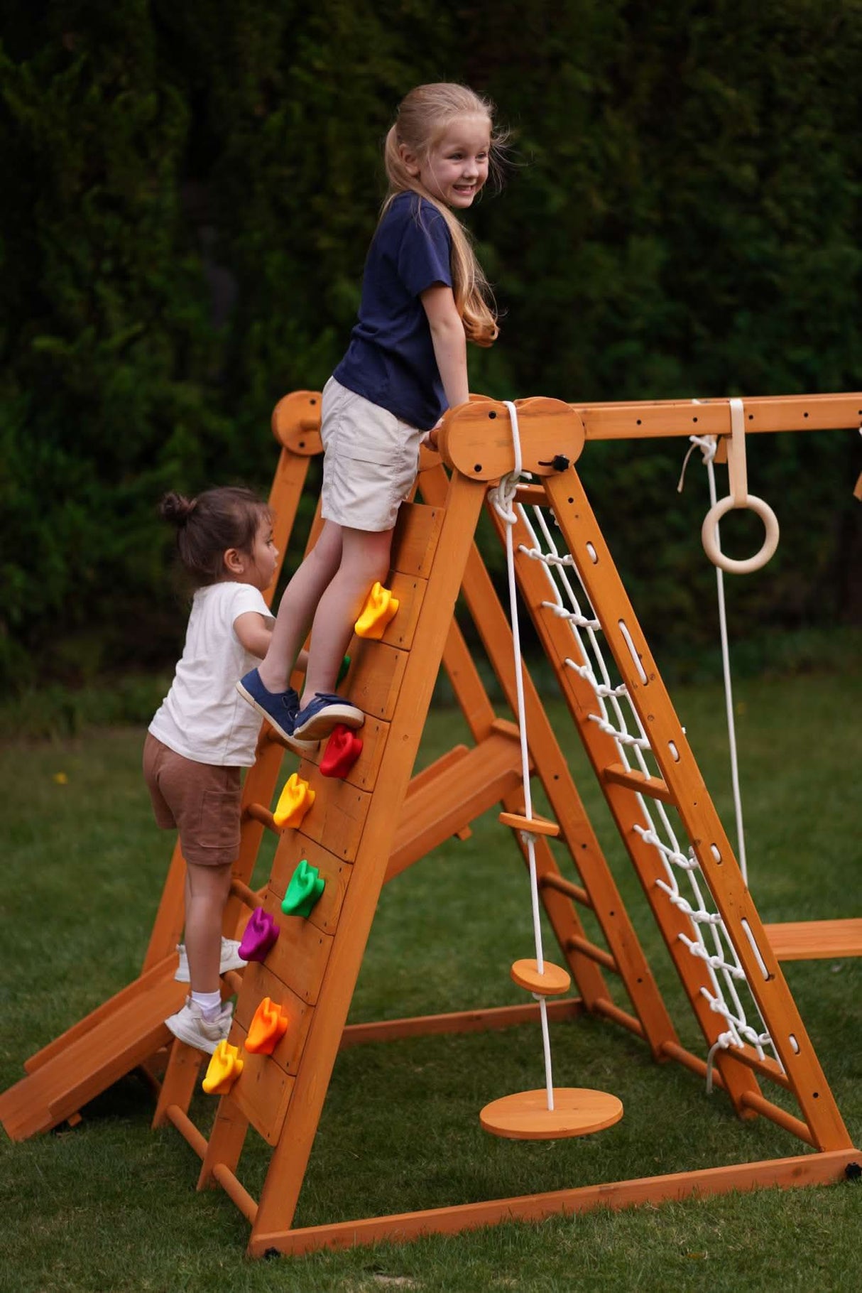 Chestnut 8-in-1 Jungle Gym for Toddlers – Indoor & Outdoor Wooden Playset-Outdoor-Parc Decor