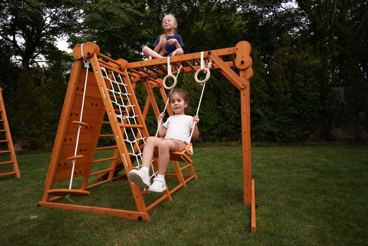 Chestnut 8-in-1 Jungle Gym for Toddlers – Indoor & Outdoor Wooden Playset-Outdoor-Parc Decor