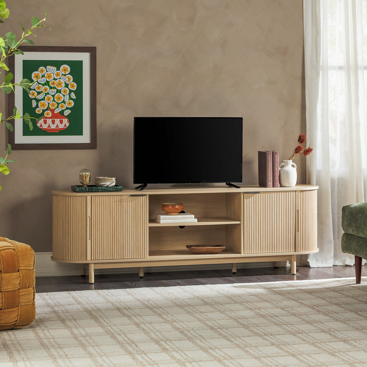 Chloe Modern Reeded TV Stand-Entertainment-Parc Decor
