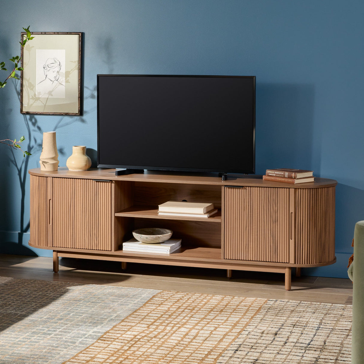 Chloe Modern Reeded TV Stand-Entertainment-Parc Decor