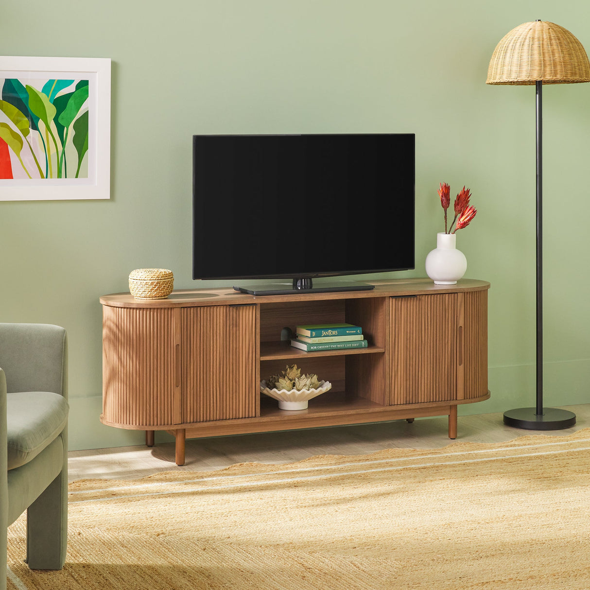 Chloe Modern Reeded TV Stand-Entertainment-Parc Decor