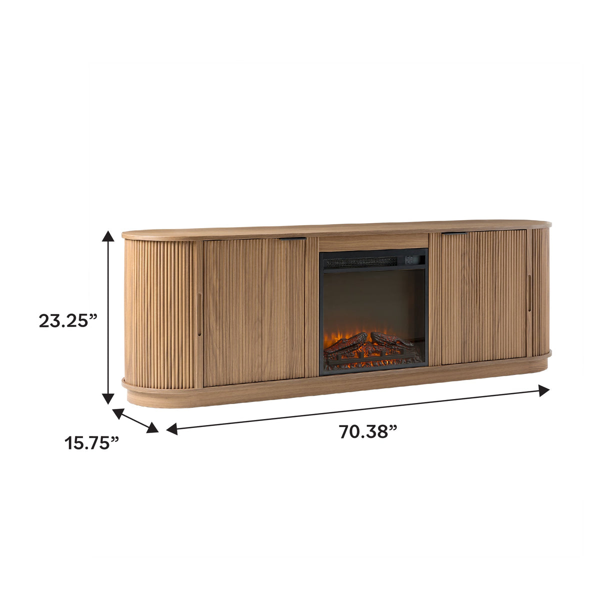 Chloe Modern Scandinavian Reeded Fireplace TV Stand in 2 Sizes