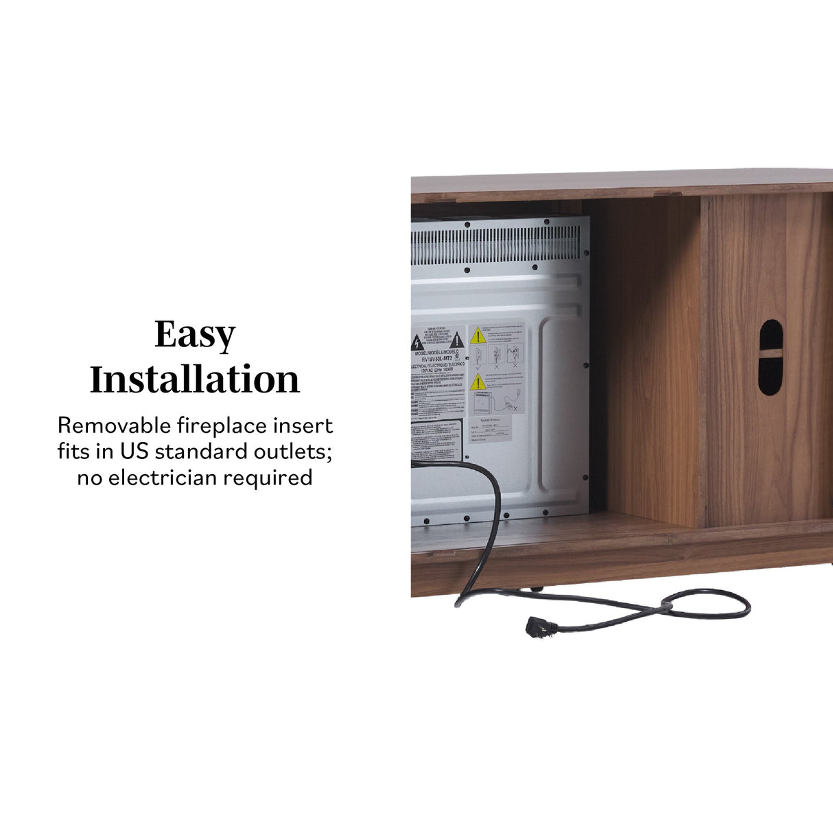 Chloe Modern Scandinavian Reeded Fireplace TV Stand in 2 Sizes-Fireplace-Parc Decor