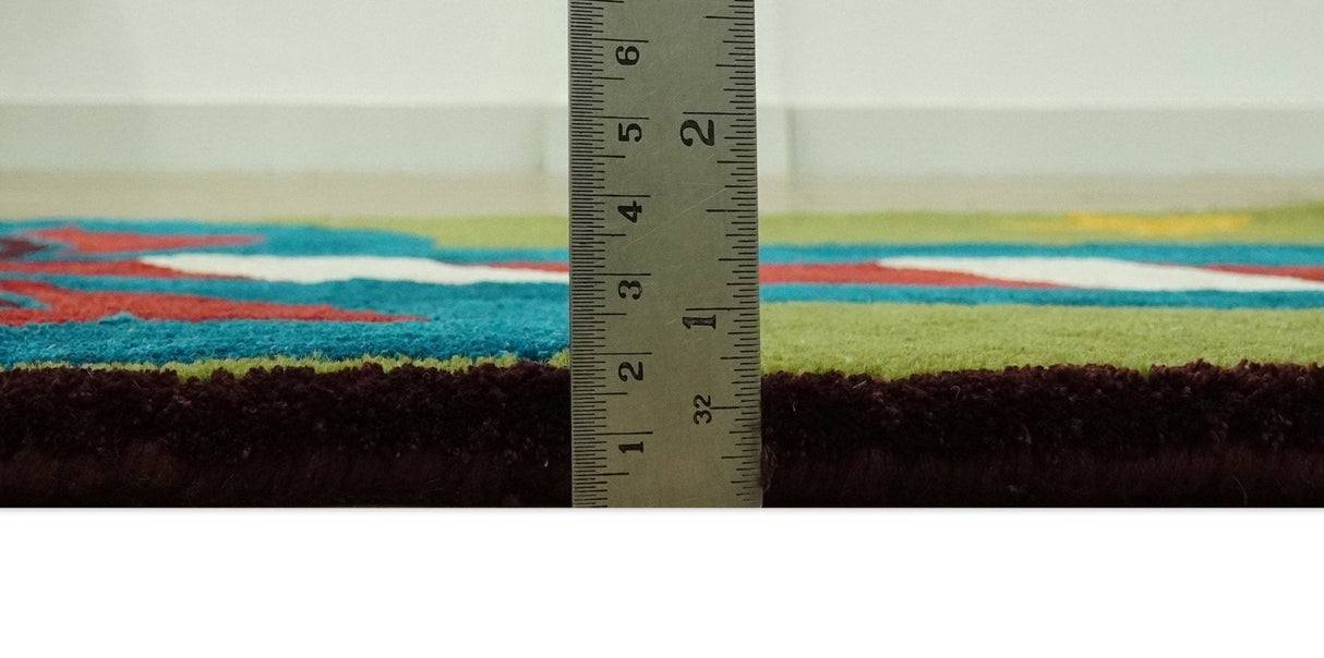 Christmas Rug 2x3 Blue, Green and Brown Candy Cane Rug for Kids room, Kids Rug-Area Rug-Parc Decor