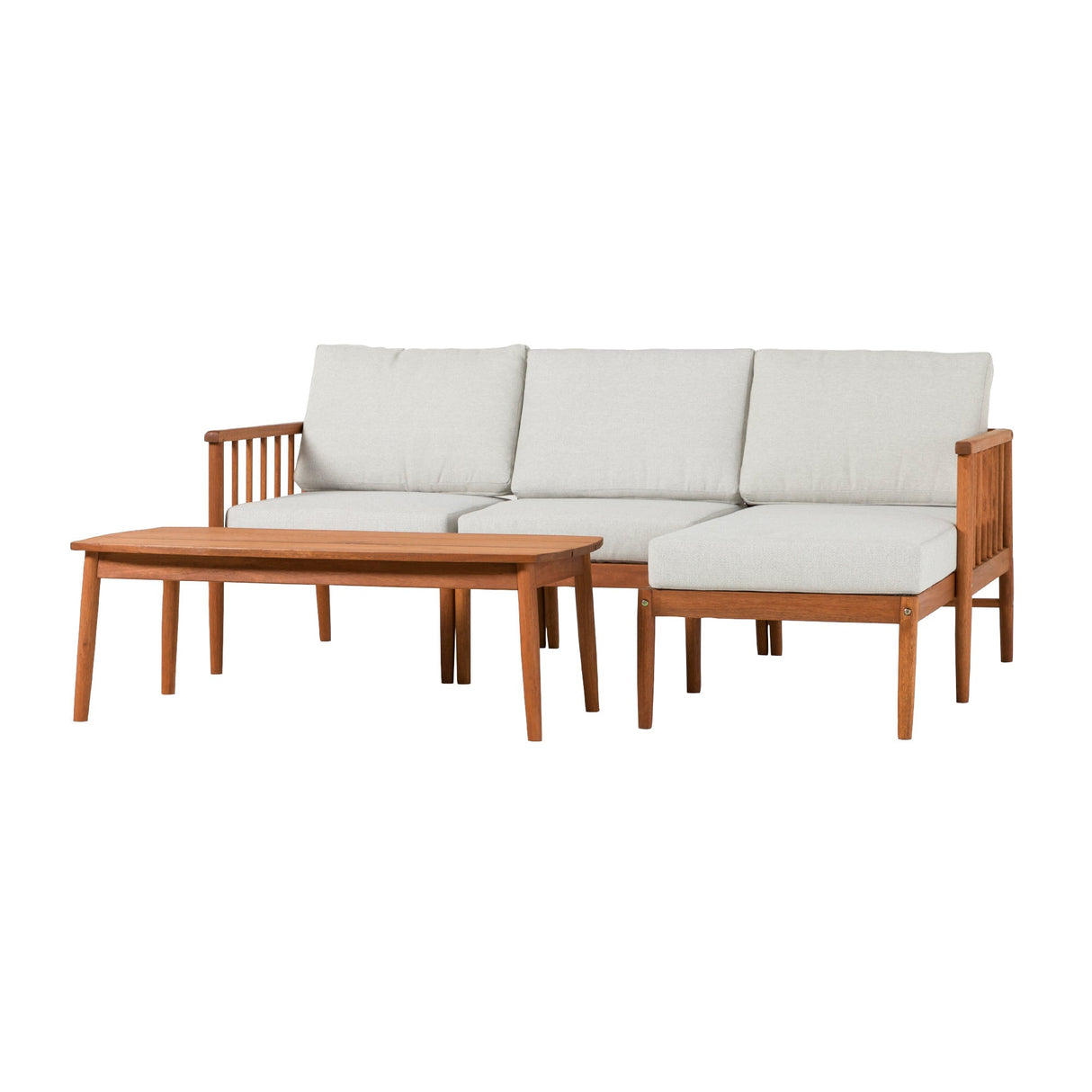 Circa Modern 4-Piece Spindle Solid Wood Outdoor L-Shaped Sectional Set-Outdoor-Parc Decor