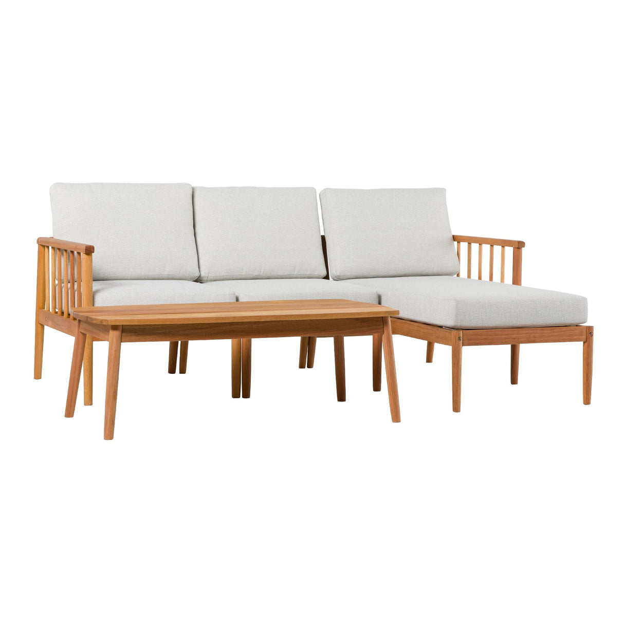 Circa Modern 4-Piece Spindle Solid Wood Outdoor L-Shaped Sectional Set-Outdoor-Parc Decor