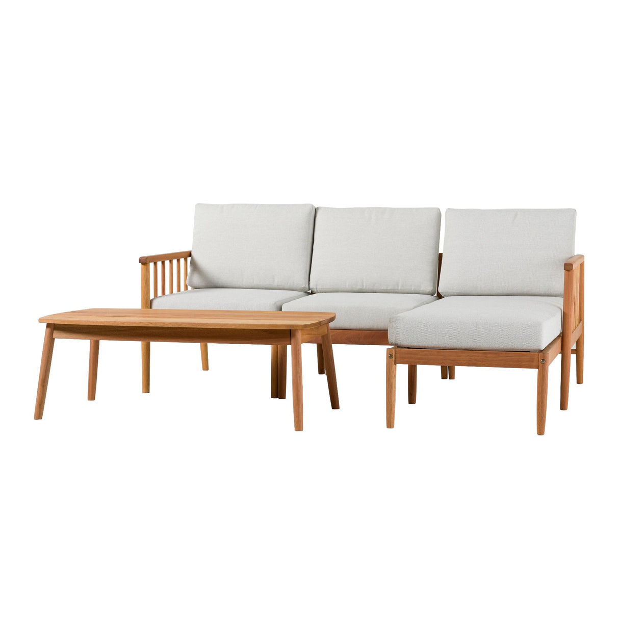Circa Modern 4-Piece Spindle Solid Wood Outdoor L-Shaped Sectional Set-Outdoor-Parc Decor