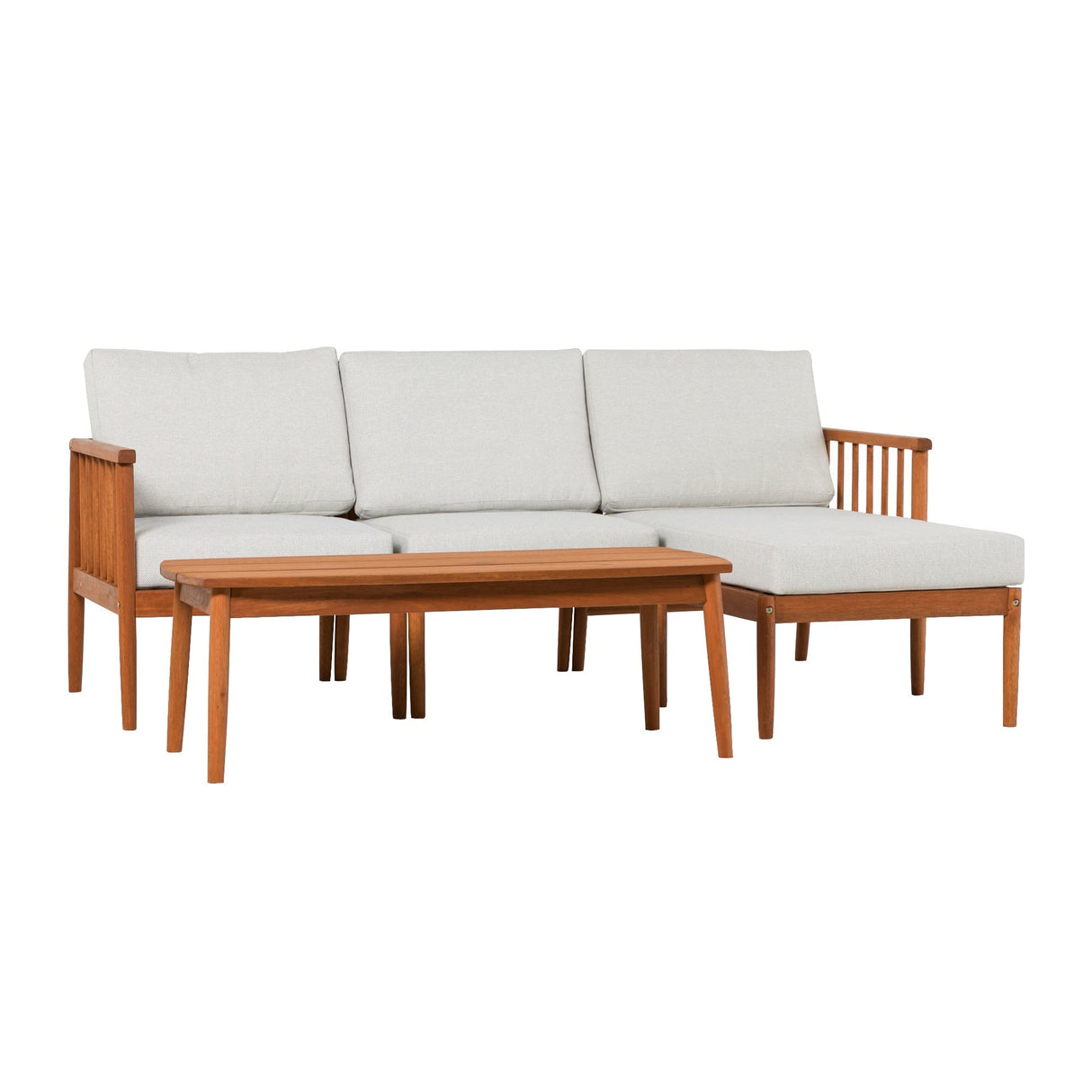 Circa Modern 4-Piece Spindle Solid Wood Outdoor L-Shaped Sectional Set-Outdoor-Parc Decor