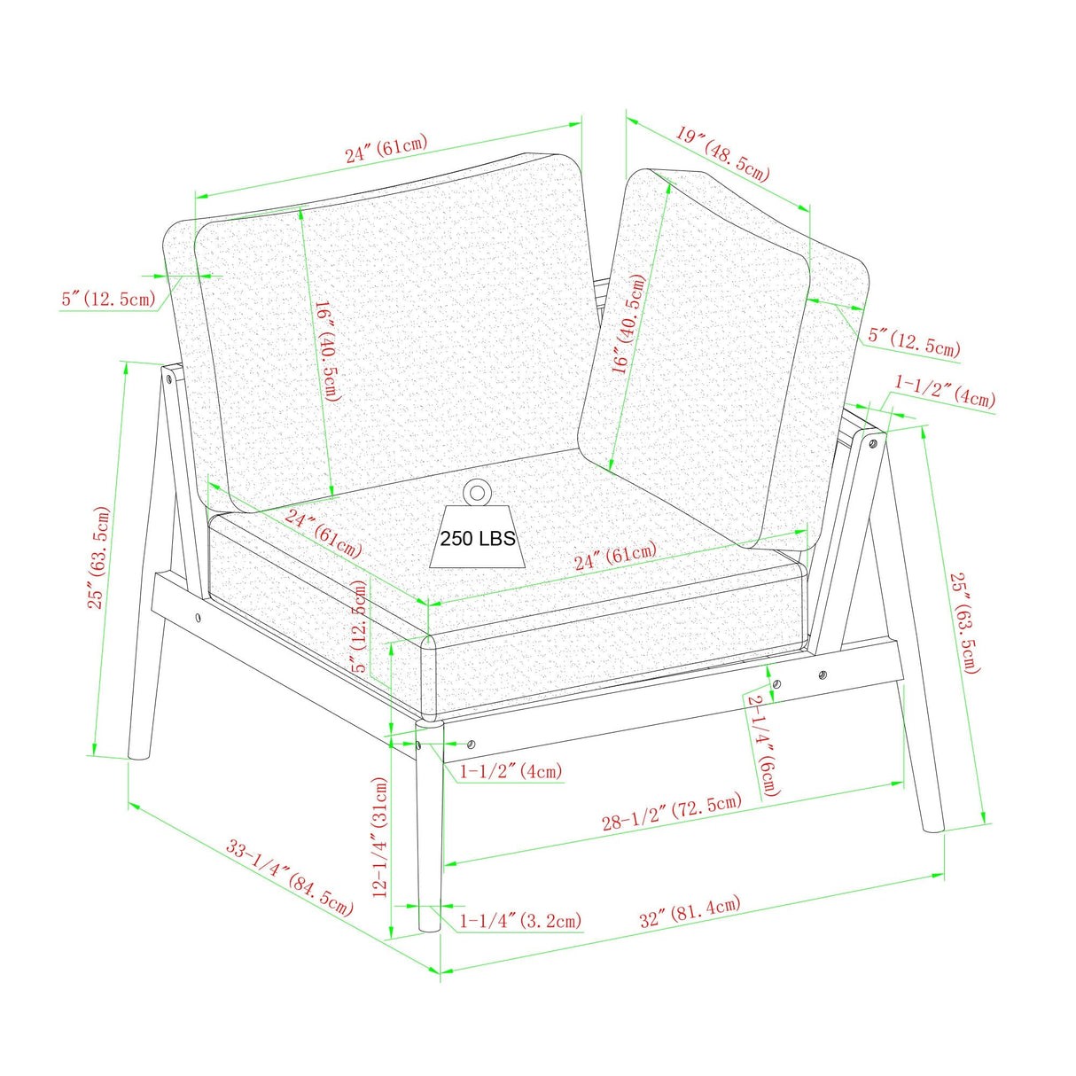 Circa Modern 6-Piece Spindle Solid Wood Outdoor Sectional and Coffee Table-Outdoor-Parc Decor