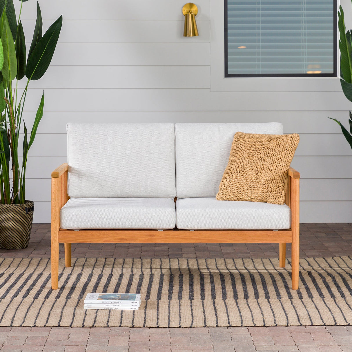 Circa Modern Solid Wood Spindle Patio Loveseat-Outdoor-Parc Decor