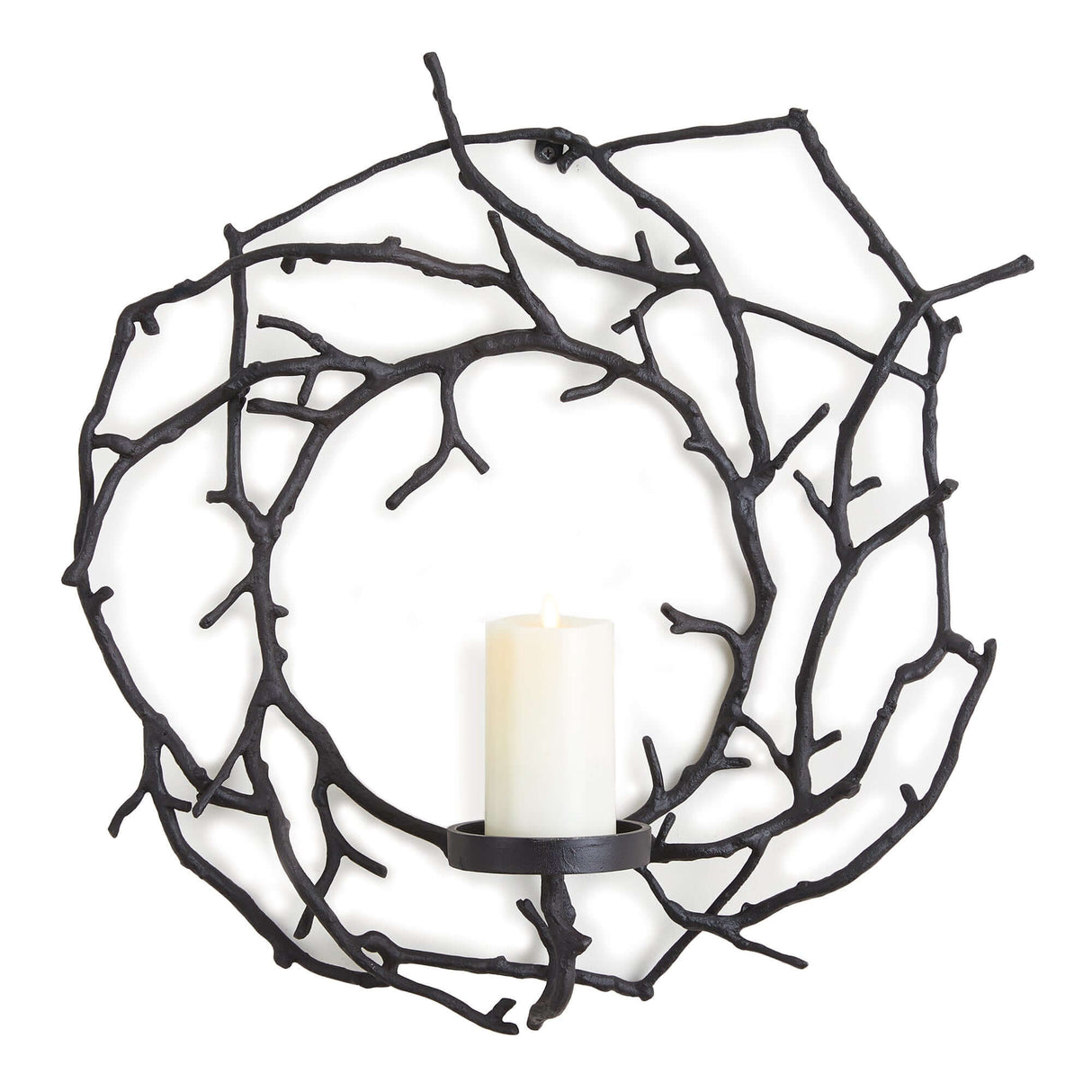 Circular Black Branch Wall Candle Holder-Candle Holder-Parc Decor