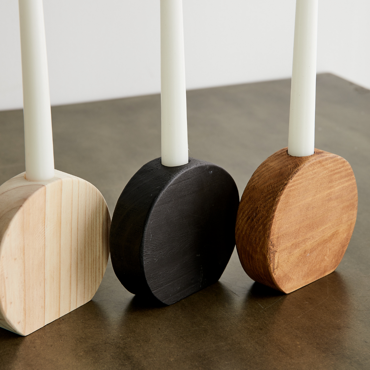 Circular Natural Wood Taper Candle Holder-Décor-Parc Decor