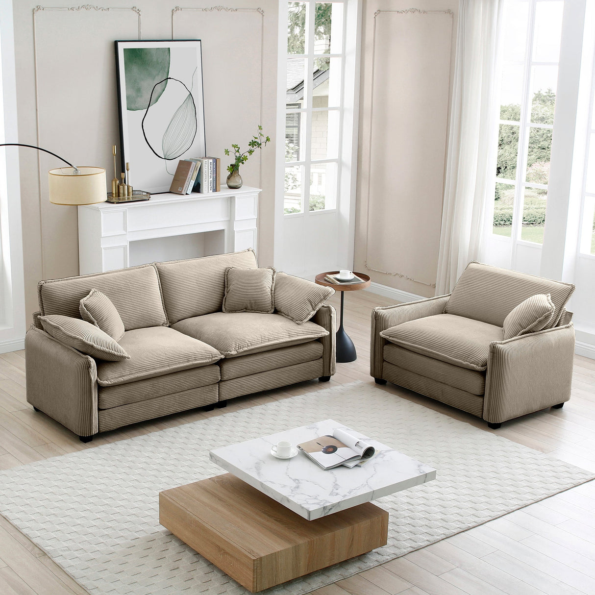 Cloud Deep Seat Loveseat Sofa Set-sofa-Parc Decor