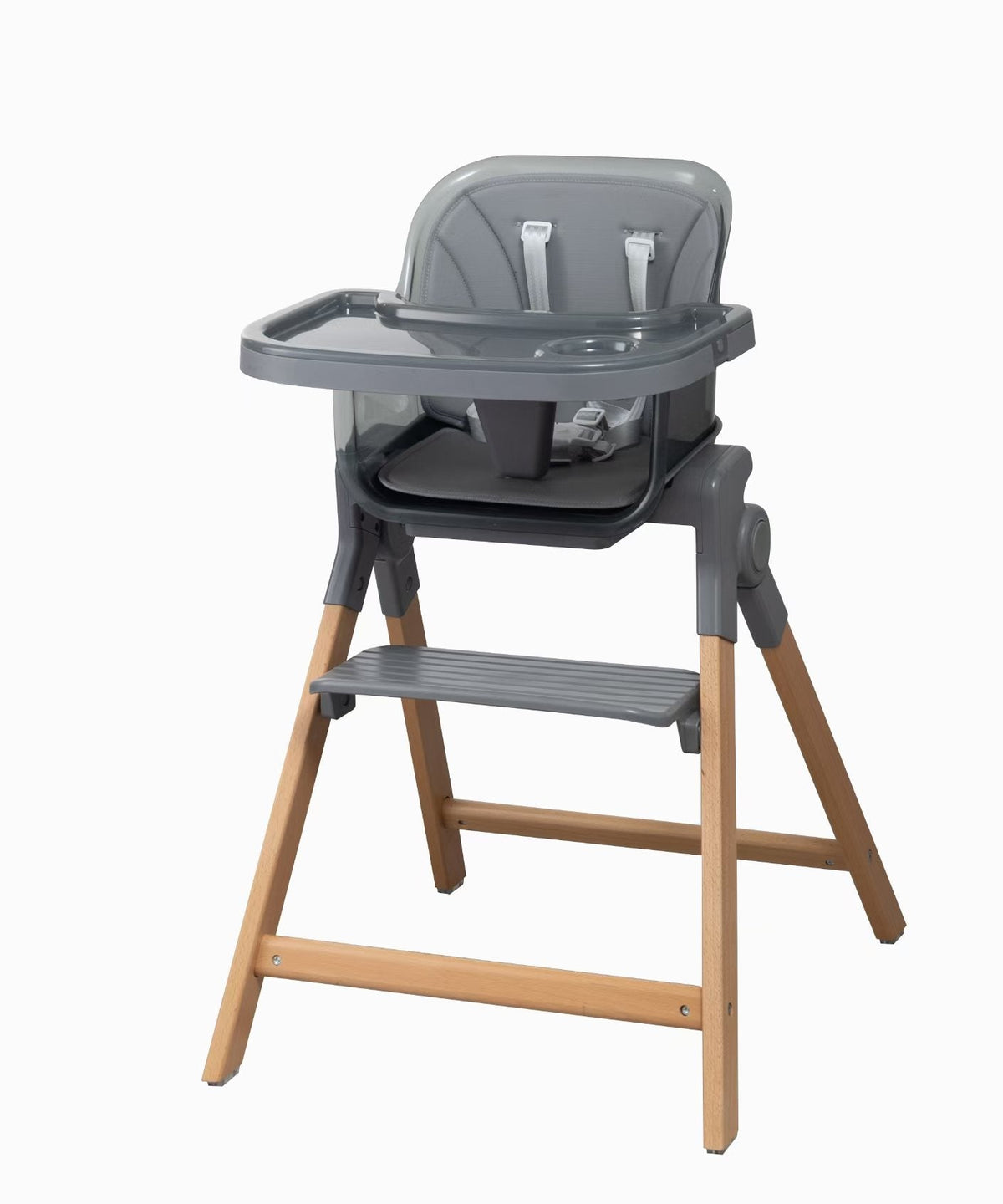 Clover Wooden Baby High Chair | Montessori Feeding Chair with Tray, Adjustable Footrest & 5-Point Harness