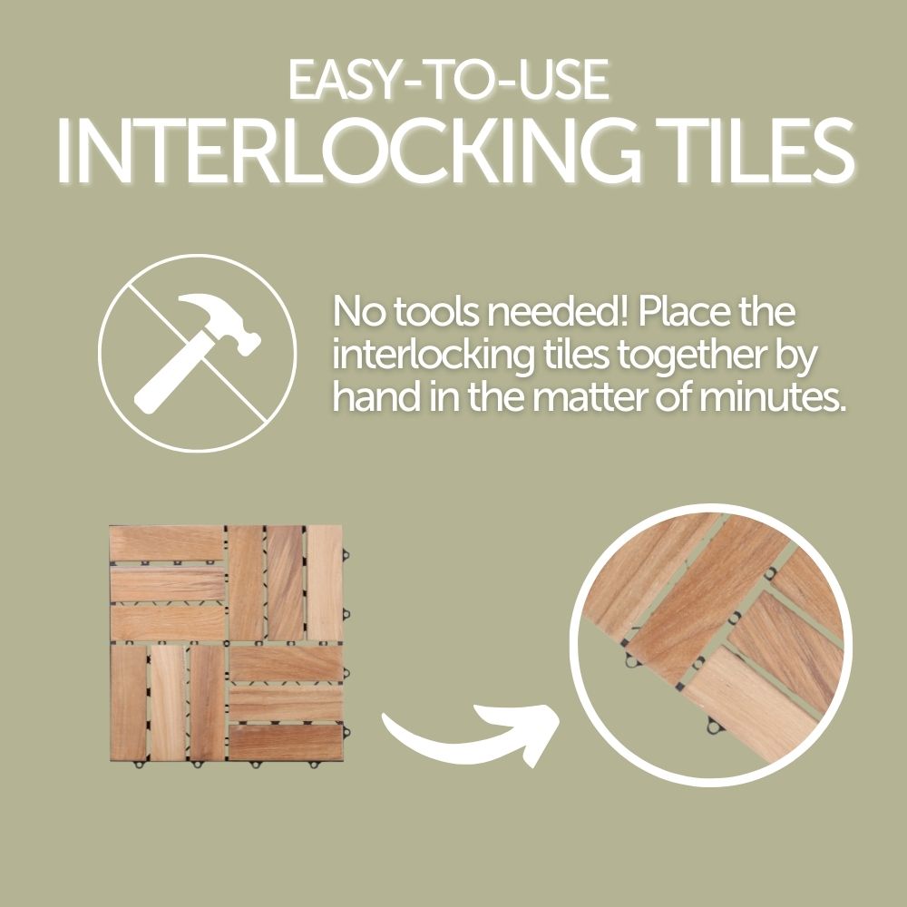 Coastal Natural Teak Outdoor Interlocking Tiles-Floor Tile-Parc Decor