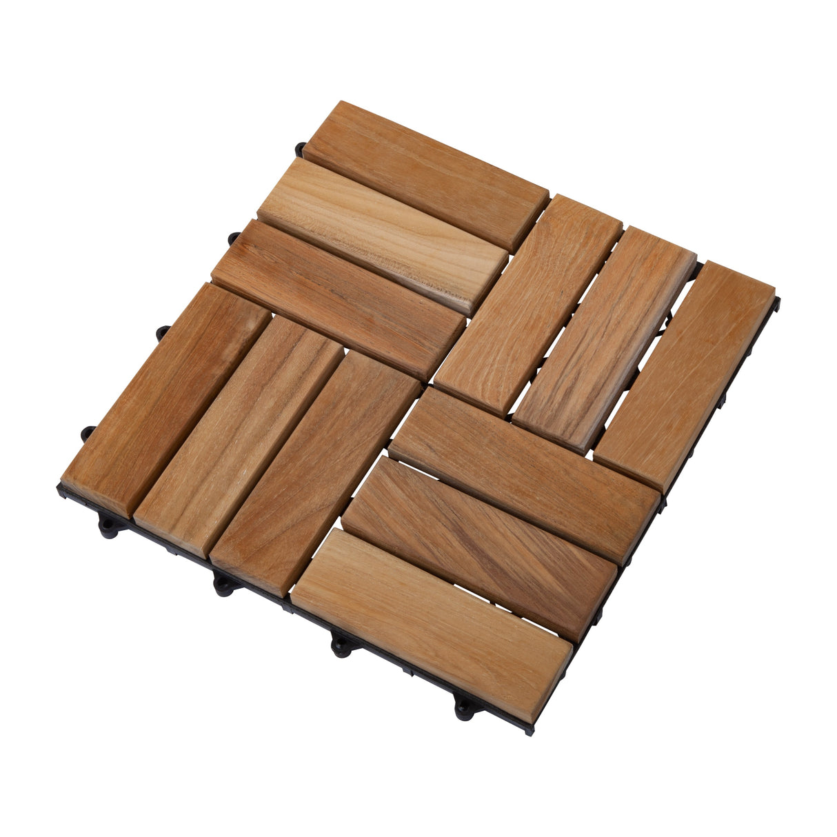Coastal Natural Teak Outdoor Interlocking Tiles-Floor Tile-Parc Decor