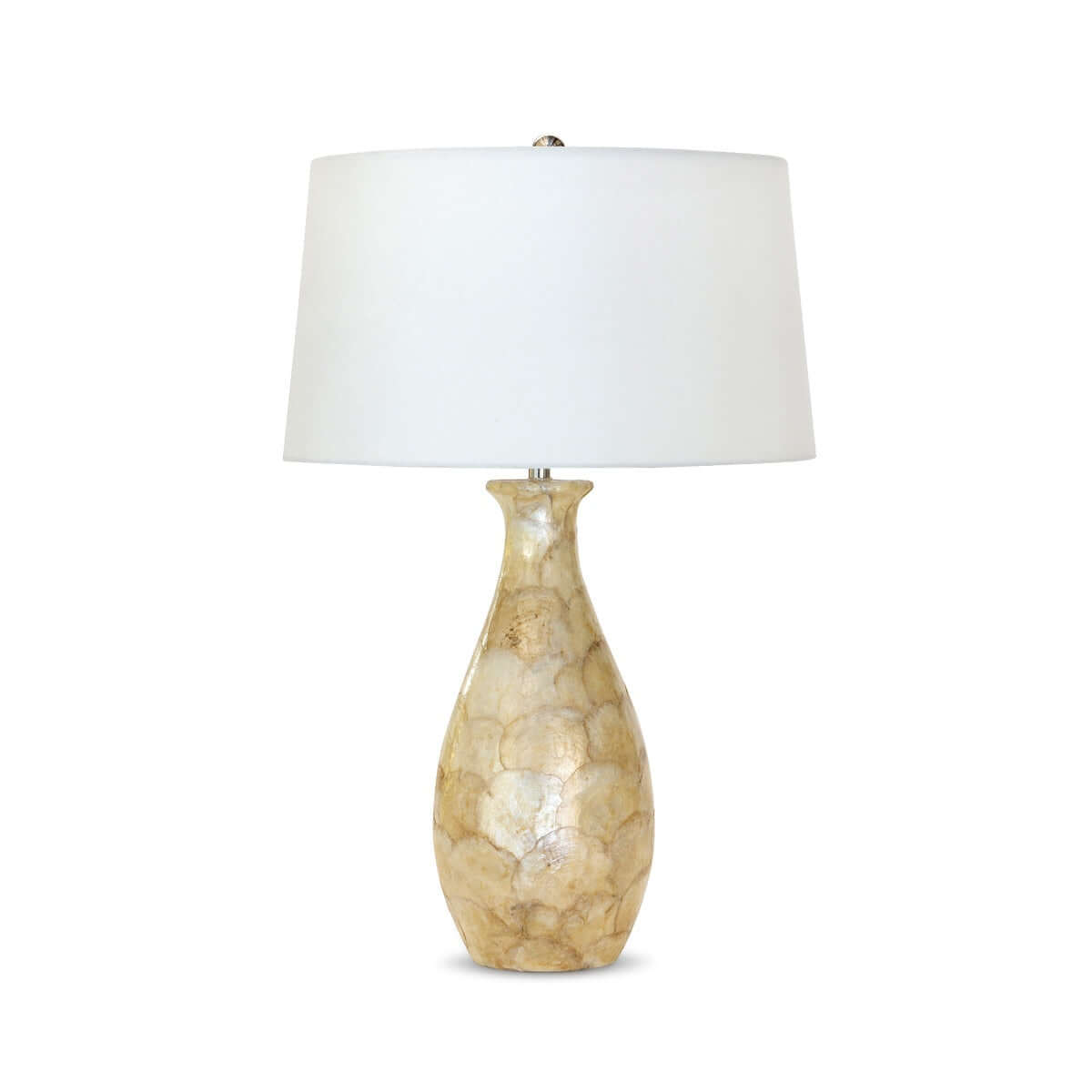 Coastal Pearl Capiz Shell Table Lamp with Linen Shade-table lamp-Parc Decor