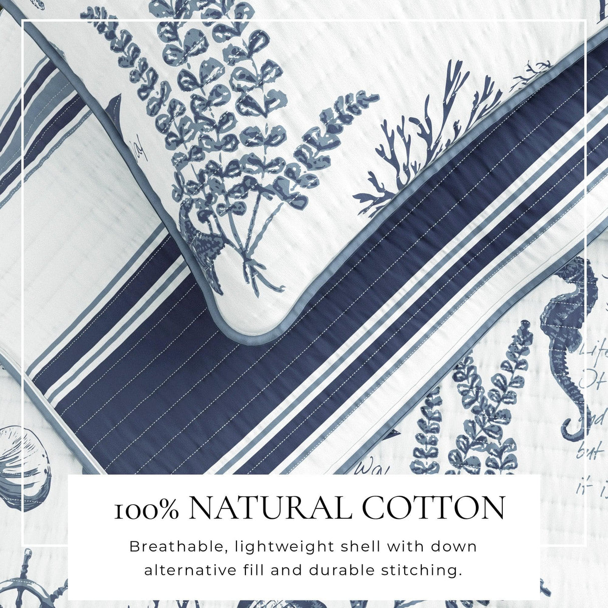 Coastal Printed Cotton Quilt Set - Calypso Collection-Quilts & Comforters-Parc Decor