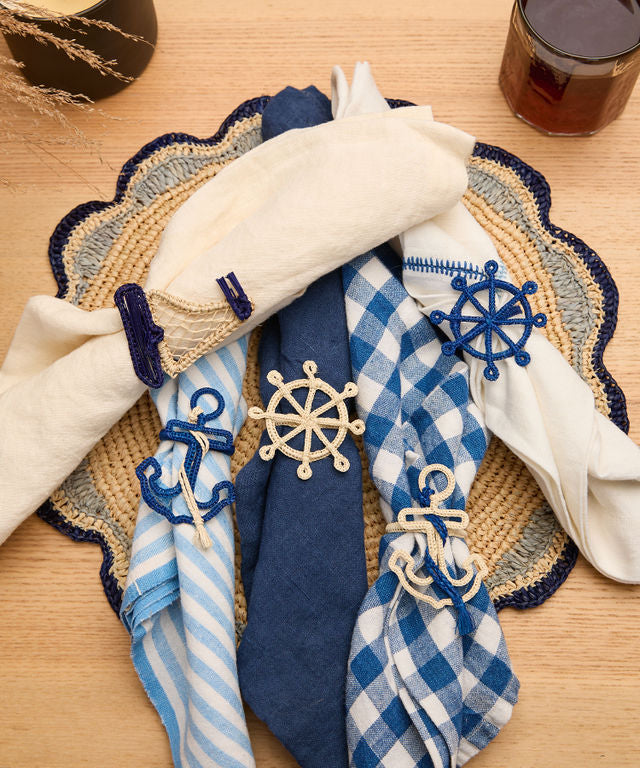 Coastal Ship Wheel Napkin Ring – 2.5” Handwoven Iraca Palm – Nautical Table Decor from Colombia-Napkins-Parc Decor