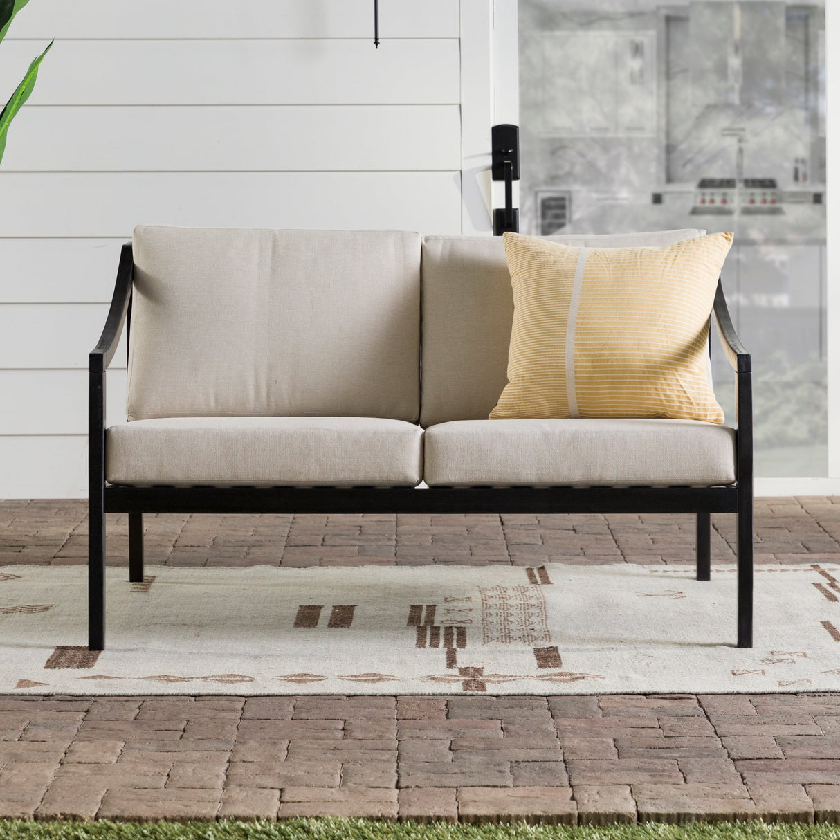 Cologne Modern Solid Wood Outdoor Loveseat-Outdoor-Parc Decor