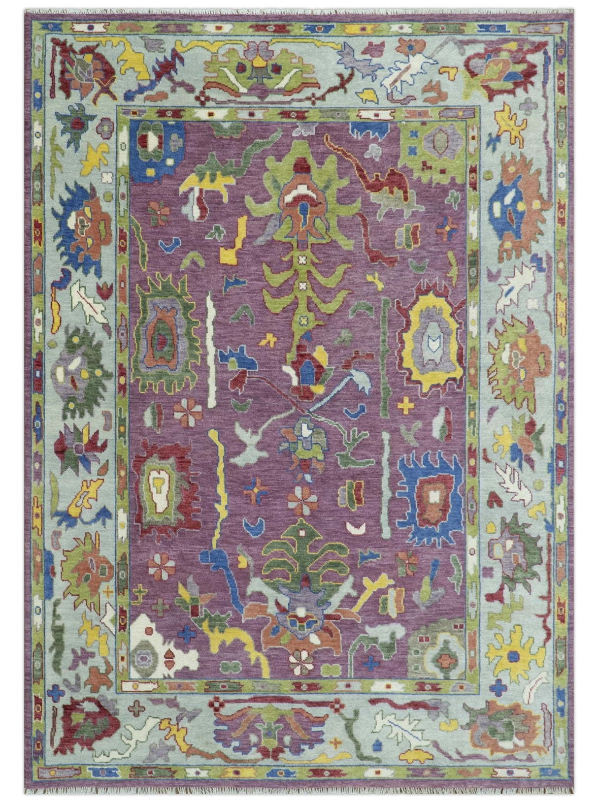 Colorful Hand knotted Traditional Oushak Pink And Ivory Custom Made wool Area Rug