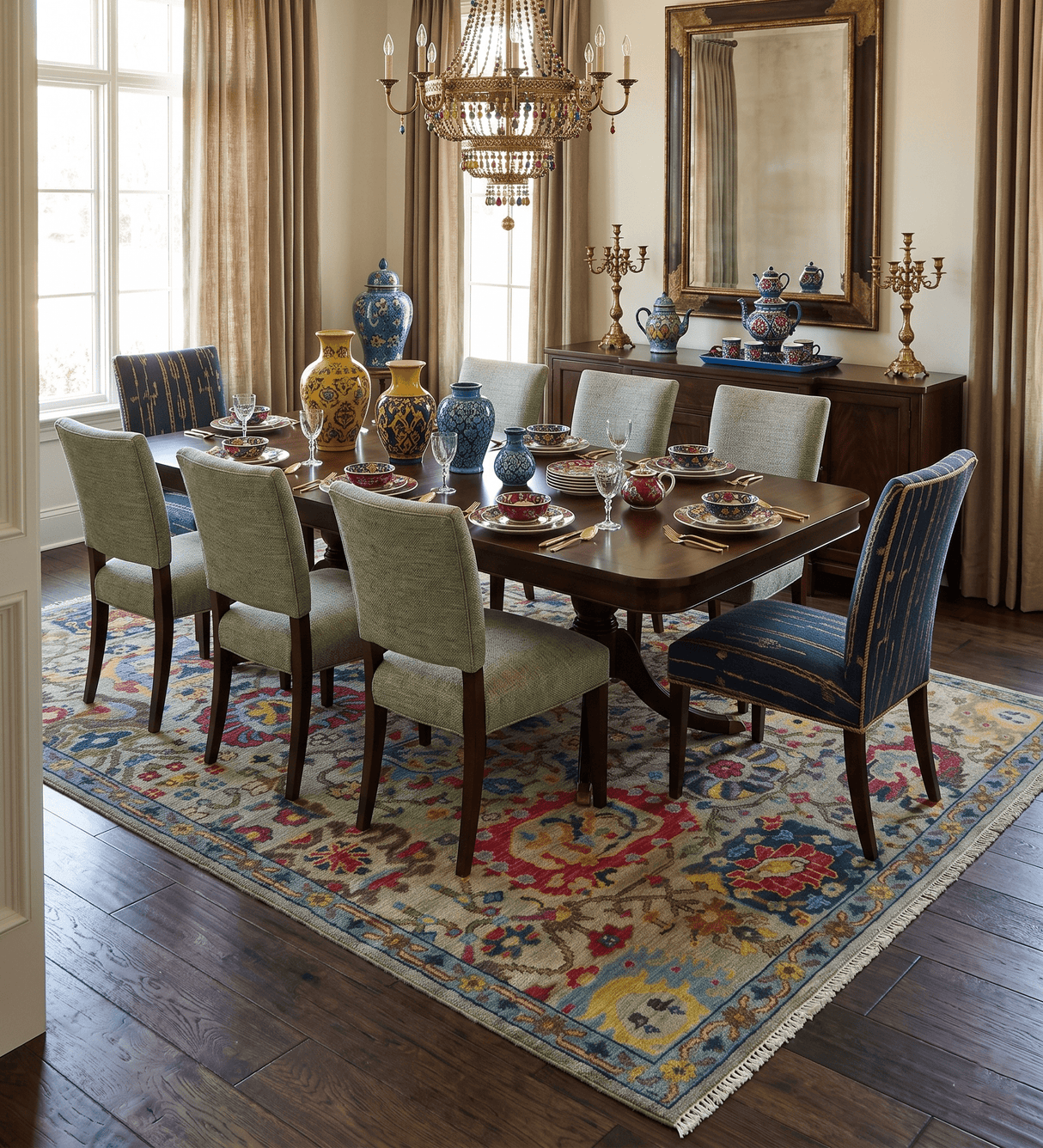 Colorful Oushak Traditional Hand knotted Custom Made wool Area Rug
