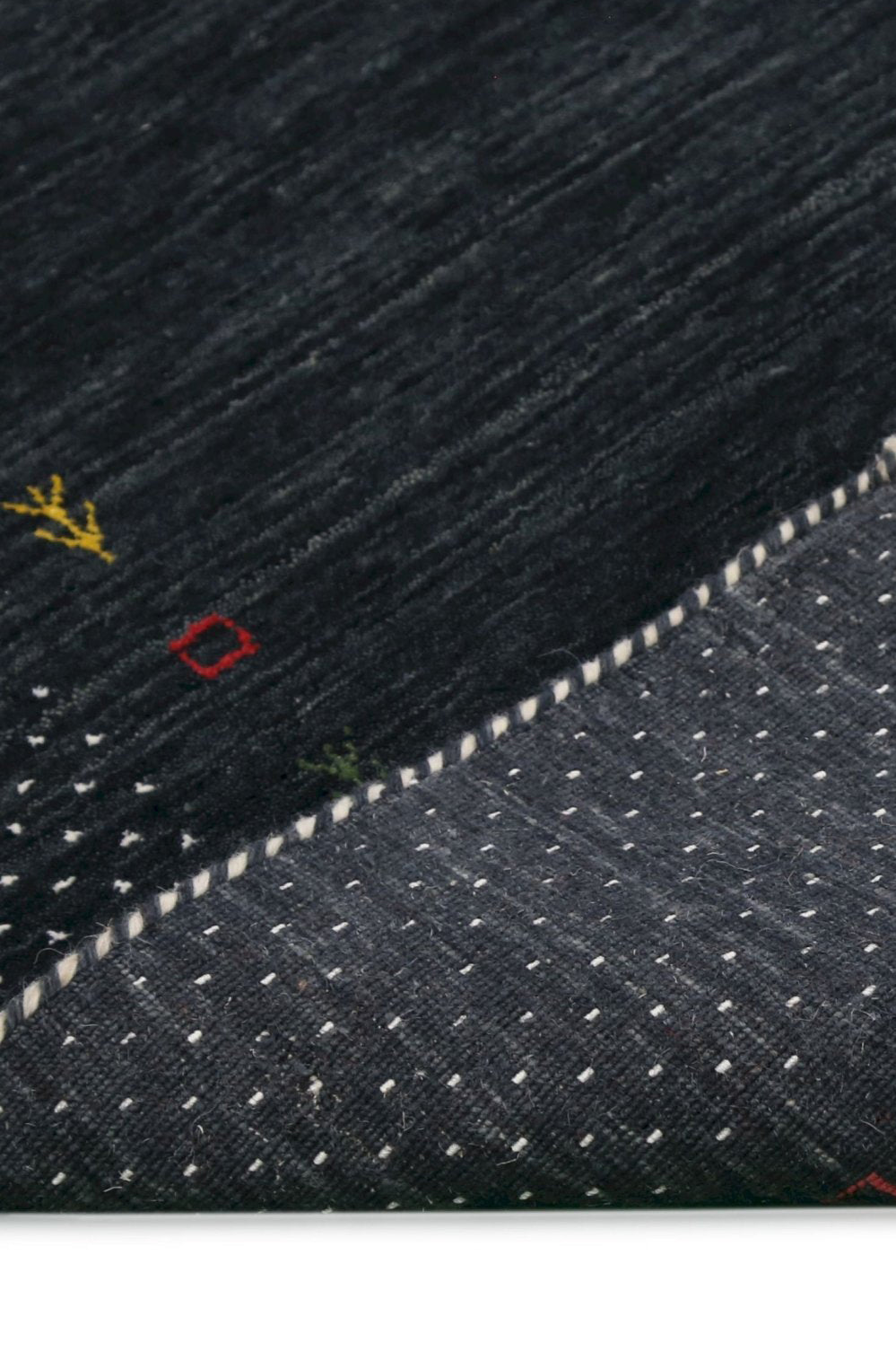 Contemporary Charcoal Gabbeh Border Hand Loomed Wool Area Rug