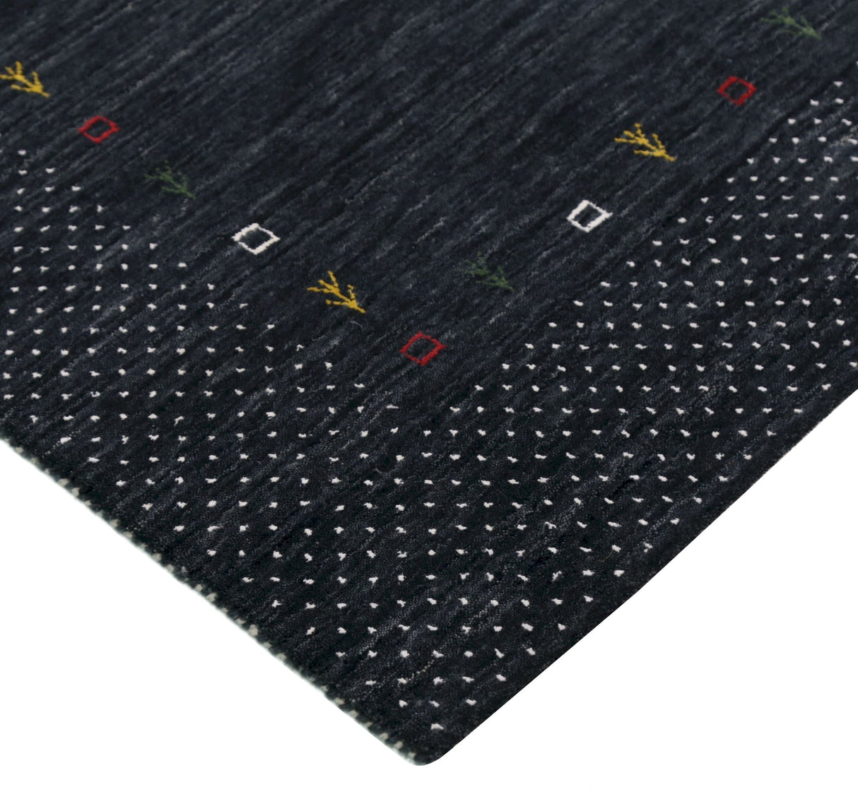 Contemporary Charcoal Gabbeh Border Hand Loomed Wool Area Rug