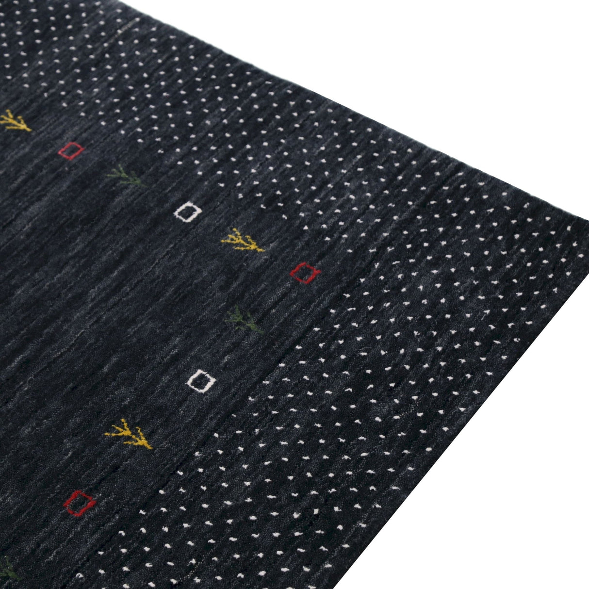 Contemporary Charcoal Gabbeh Border Hand Loomed Wool Area Rug