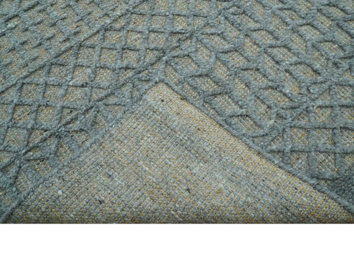 Contemporary Design Gray Hand Knotted Wool Area Rug