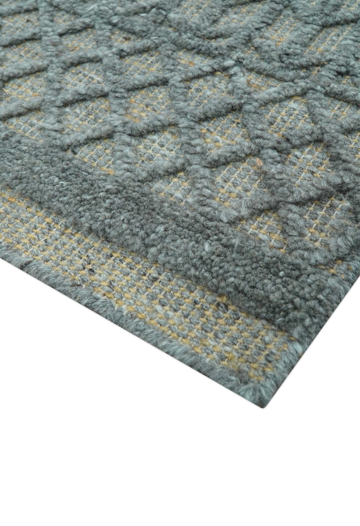 Contemporary Design Gray Hand Knotted Wool Area Rug