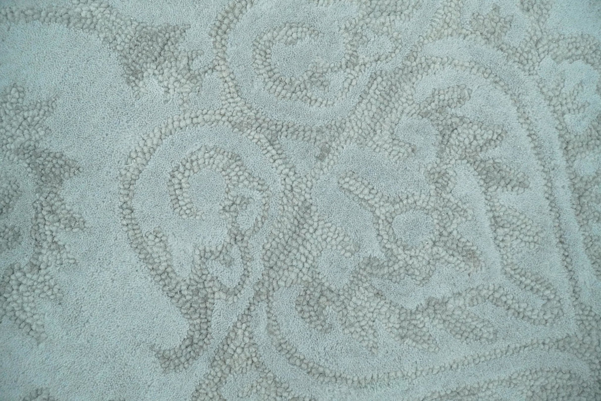 Contemporary Hand Tufted Silver and Blue Modern Wool Area Rug
