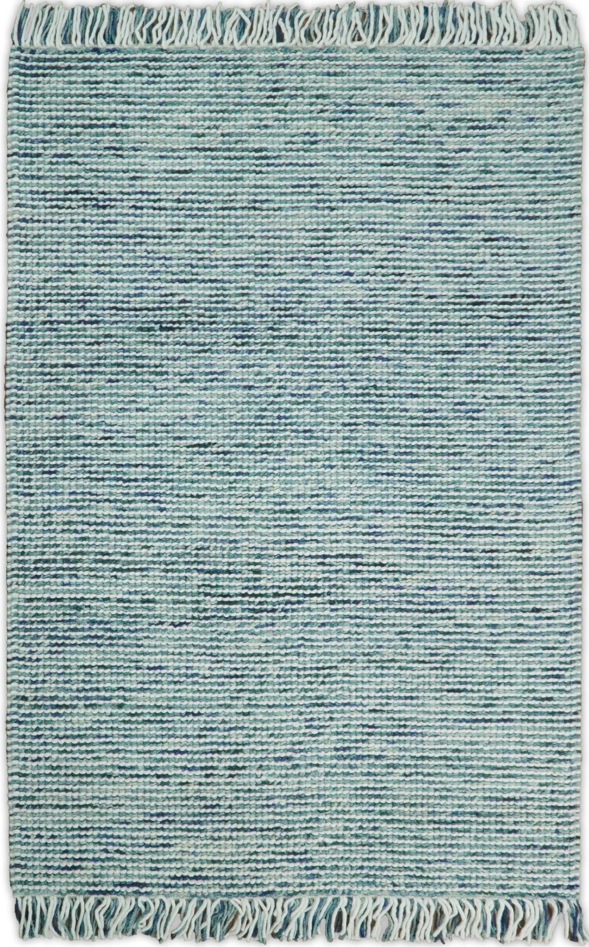 Contemporary Hand Woven Teal Wool Area Rug