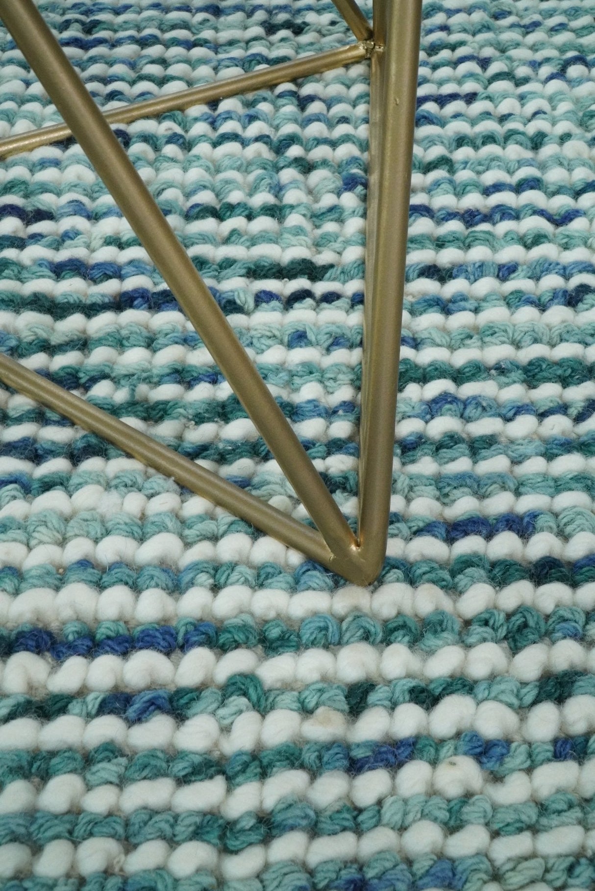 Contemporary Hand Woven Teal Wool Area Rug