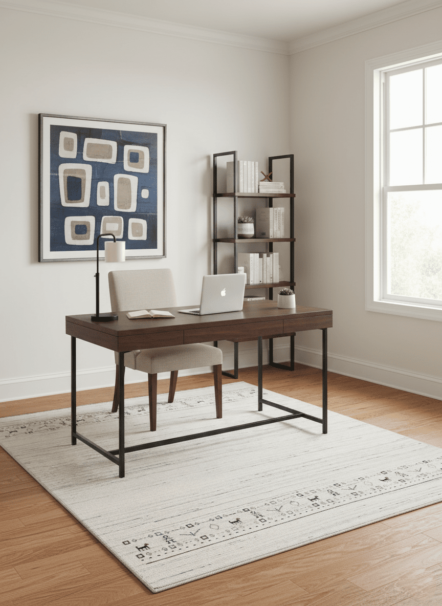 Contemporary Ivory Design Hand Loomed Wool Rug