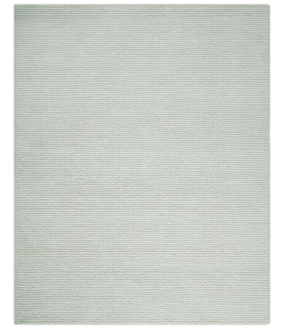 Contemporary Solid Design Ivory Handwoven Wool Area Rug