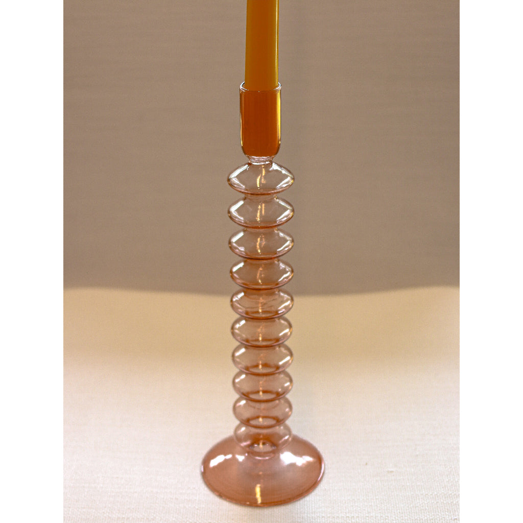 Coraline Peach Glass Candle Holders – Pair