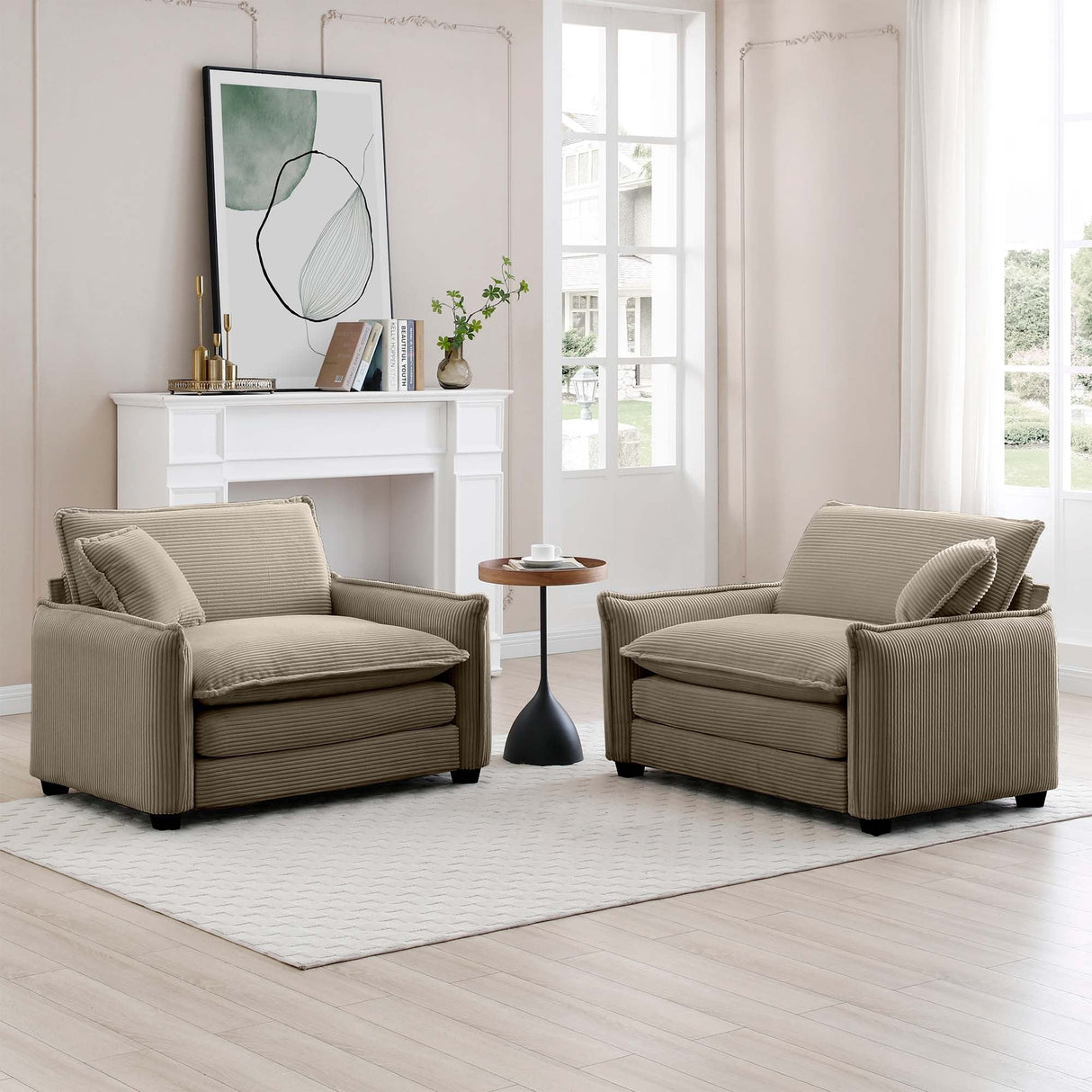Corduroy Cloud Deep Seated Accent Sofa Chairs-sofa-Parc Decor